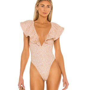 Tularosa Floral Ruffle One Piece Swimsuit